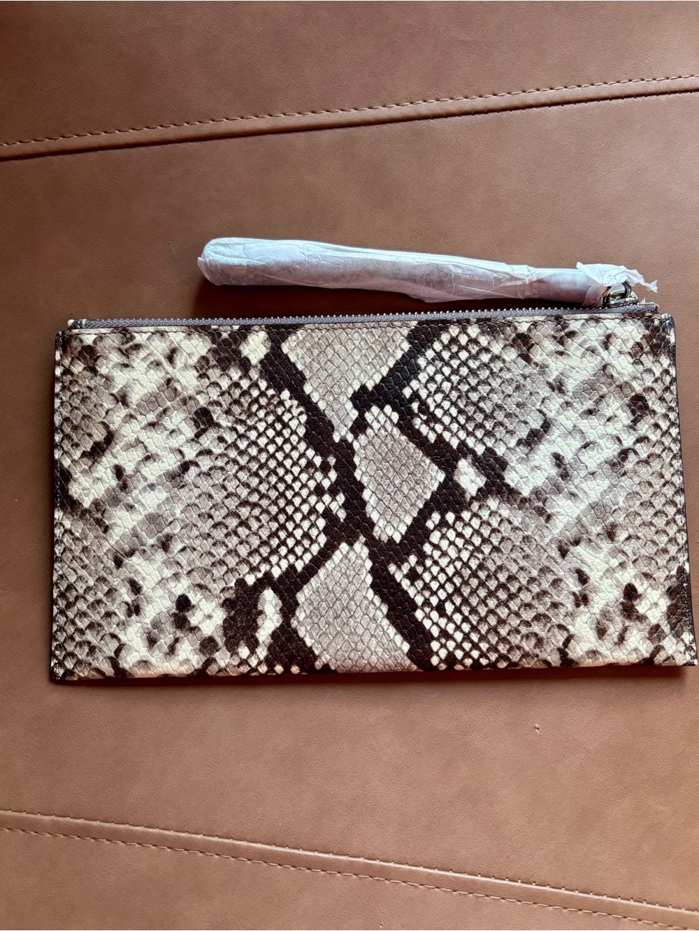 Michael Kors Black and Cream Snake-Print Wristlet - Picture 2 of 4